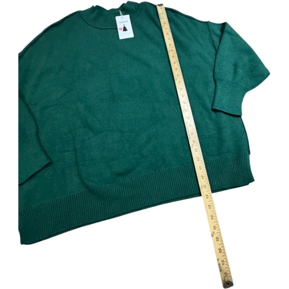 ZESICA Womens Plus Size Oversized Knit Sweater Long Sleeve Green XXL